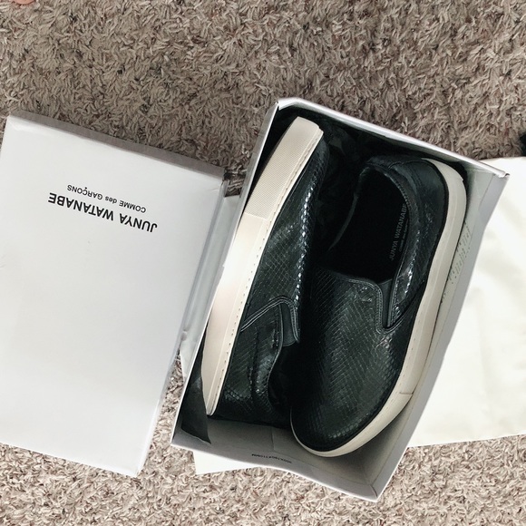 Comme des Garçon Embossed Sneakers Slip-On Shoes, Black/White Size 11 New in Box - Picture 10 of 14